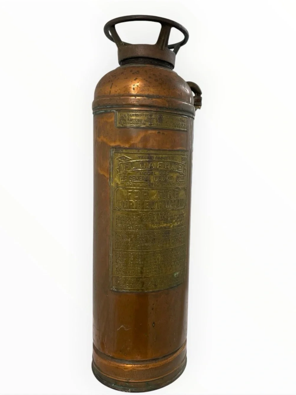 Vintage General Detroit Floafome 833 Copper Brass Fire Extinguisher 23” - Decor